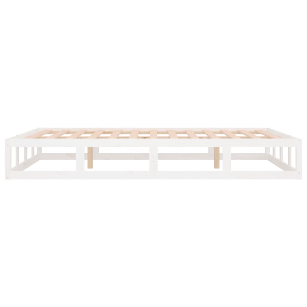 Solid Wood White Double Bed Frame 135x190 cm - No Mattress Included
