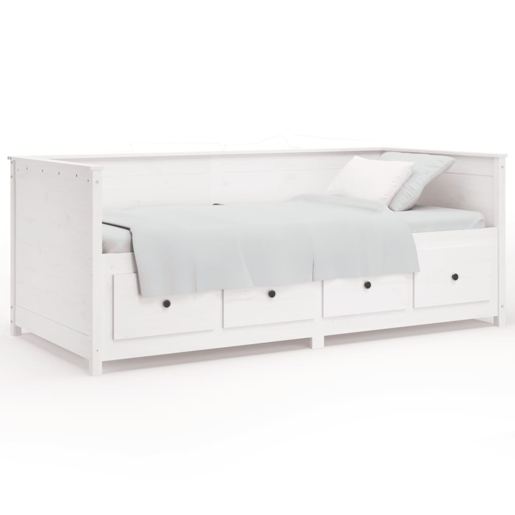 Solid Wood Pine Day Bed Frame, White 80x200 cm (Mattress Not Included)