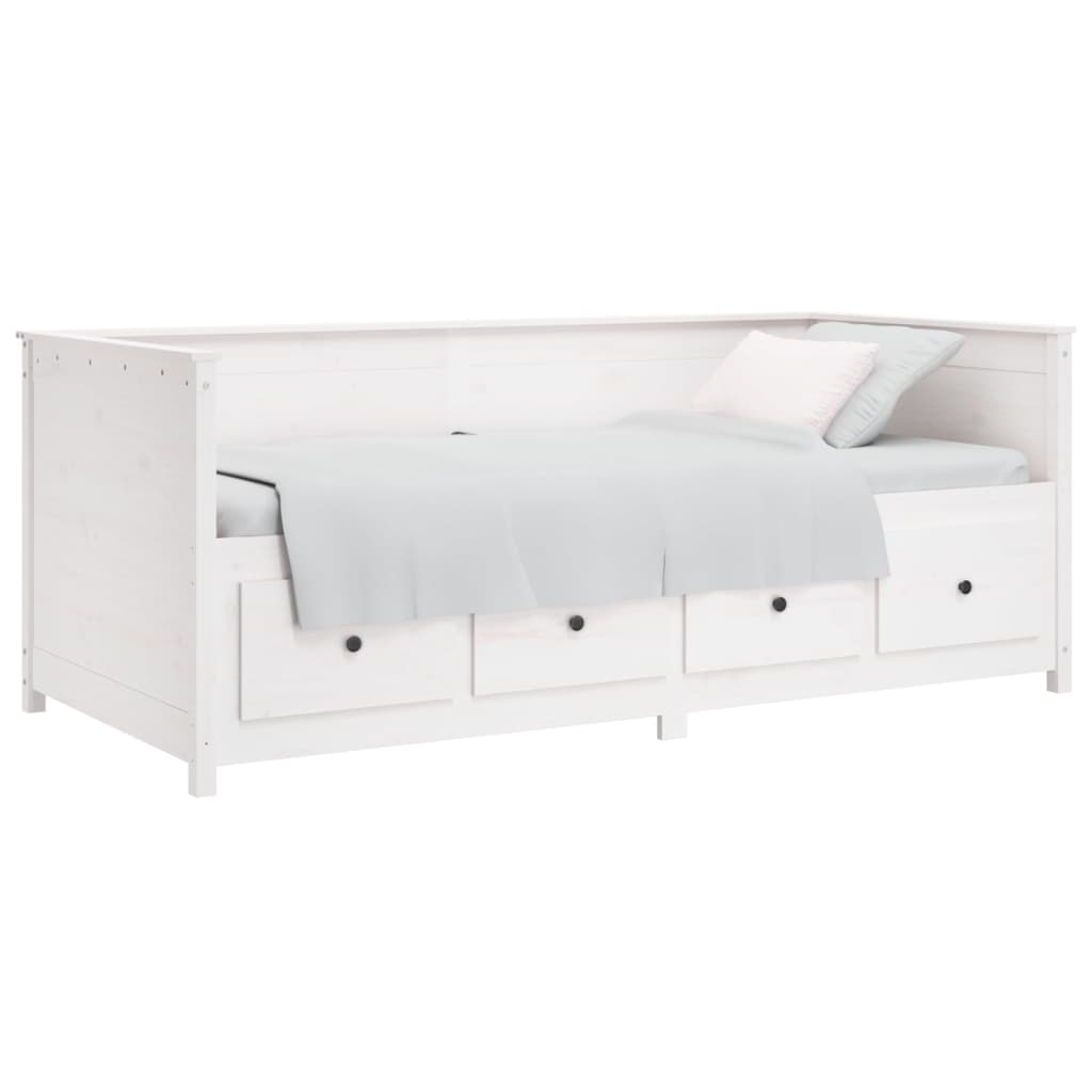 Solid Wood Pine Day Bed Frame, White 80x200 cm (Mattress Not Included)