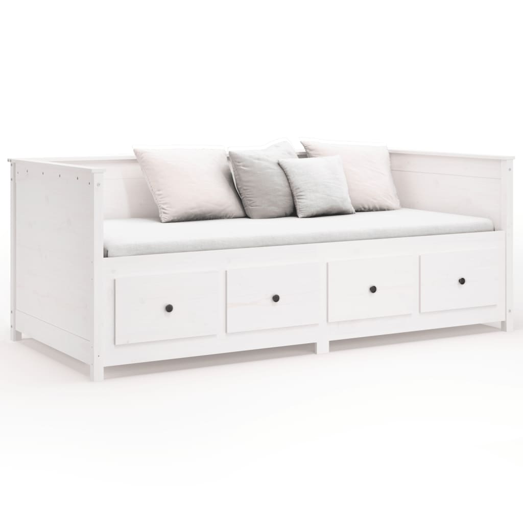 Solid Wood Pine Day Bed Frame, White 80x200 cm (Mattress Not Included)