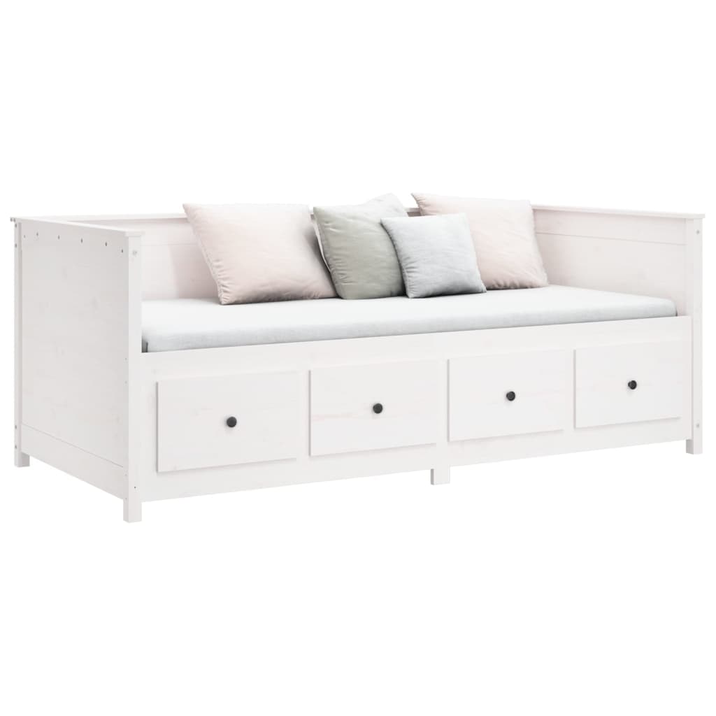 Solid Wood Pine Day Bed Frame, White 80x200 cm (Mattress Not Included)