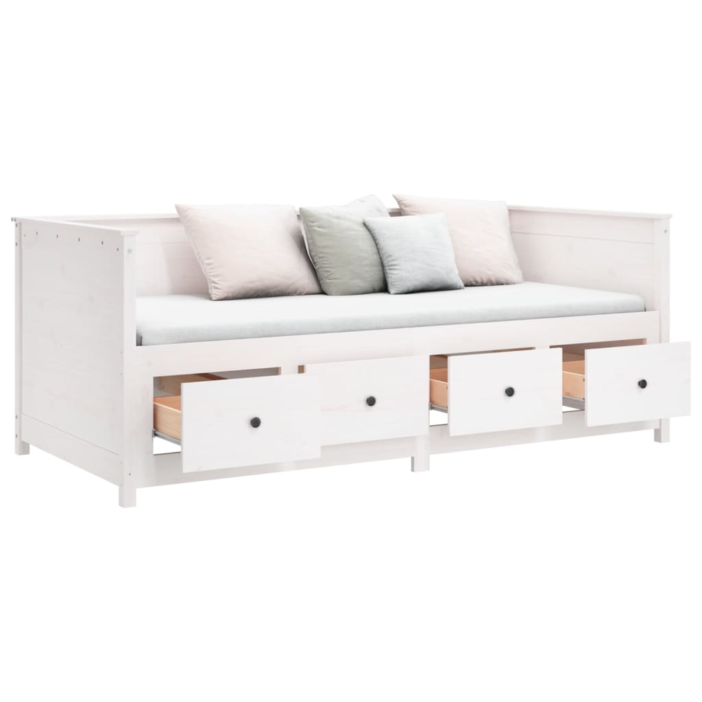 Solid Wood Pine Day Bed Frame, White 80x200 cm (Mattress Not Included)