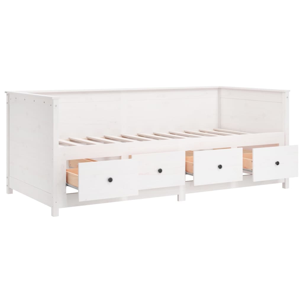 Solid Wood Pine Day Bed Frame, White 80x200 cm (Mattress Not Included)