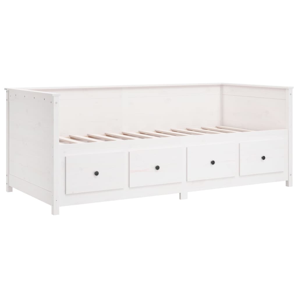 Solid Wood Pine Day Bed Frame, White 80x200 cm (Mattress Not Included)