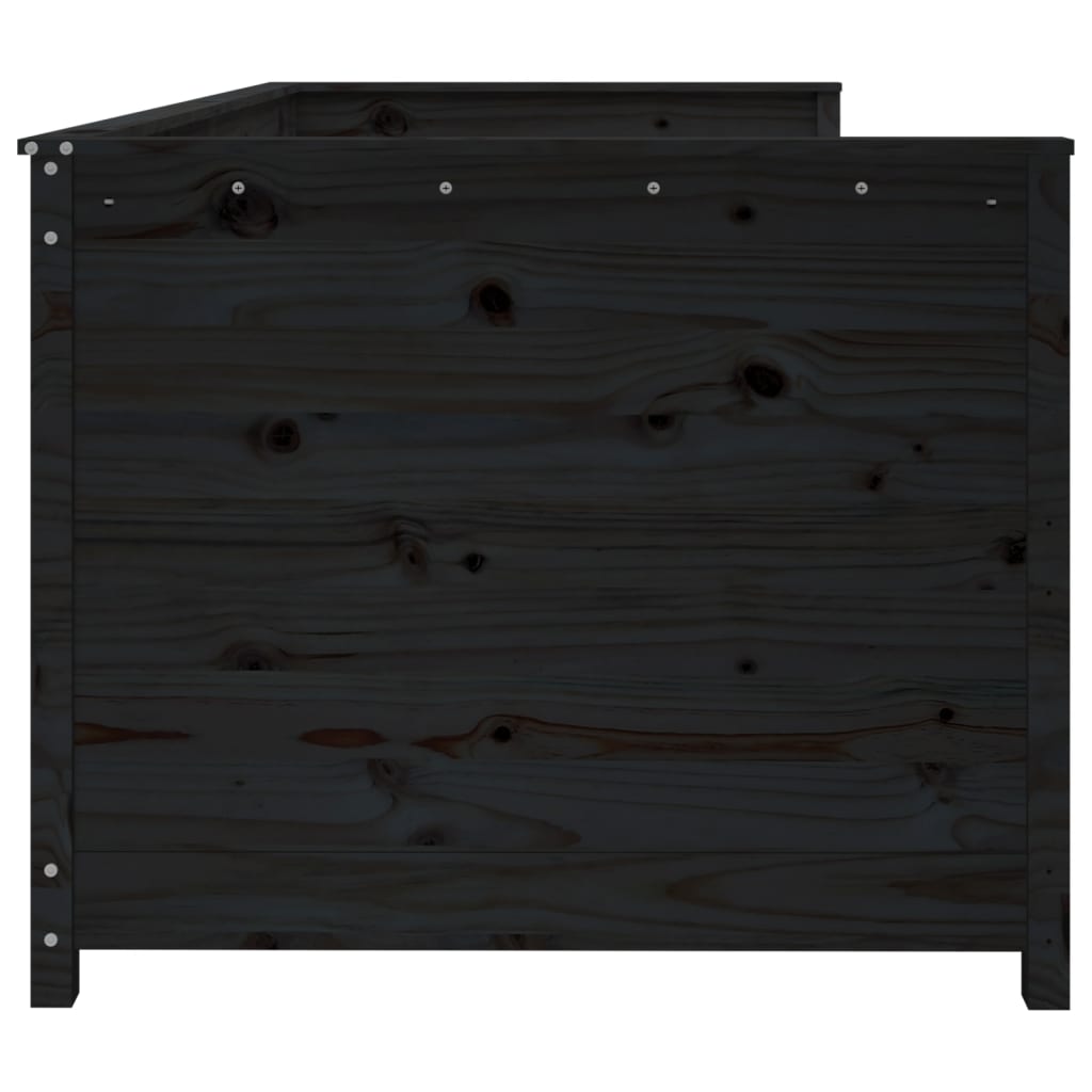 Solid Pine Day Bed Frame 80x200cm - Sleek Black Finish