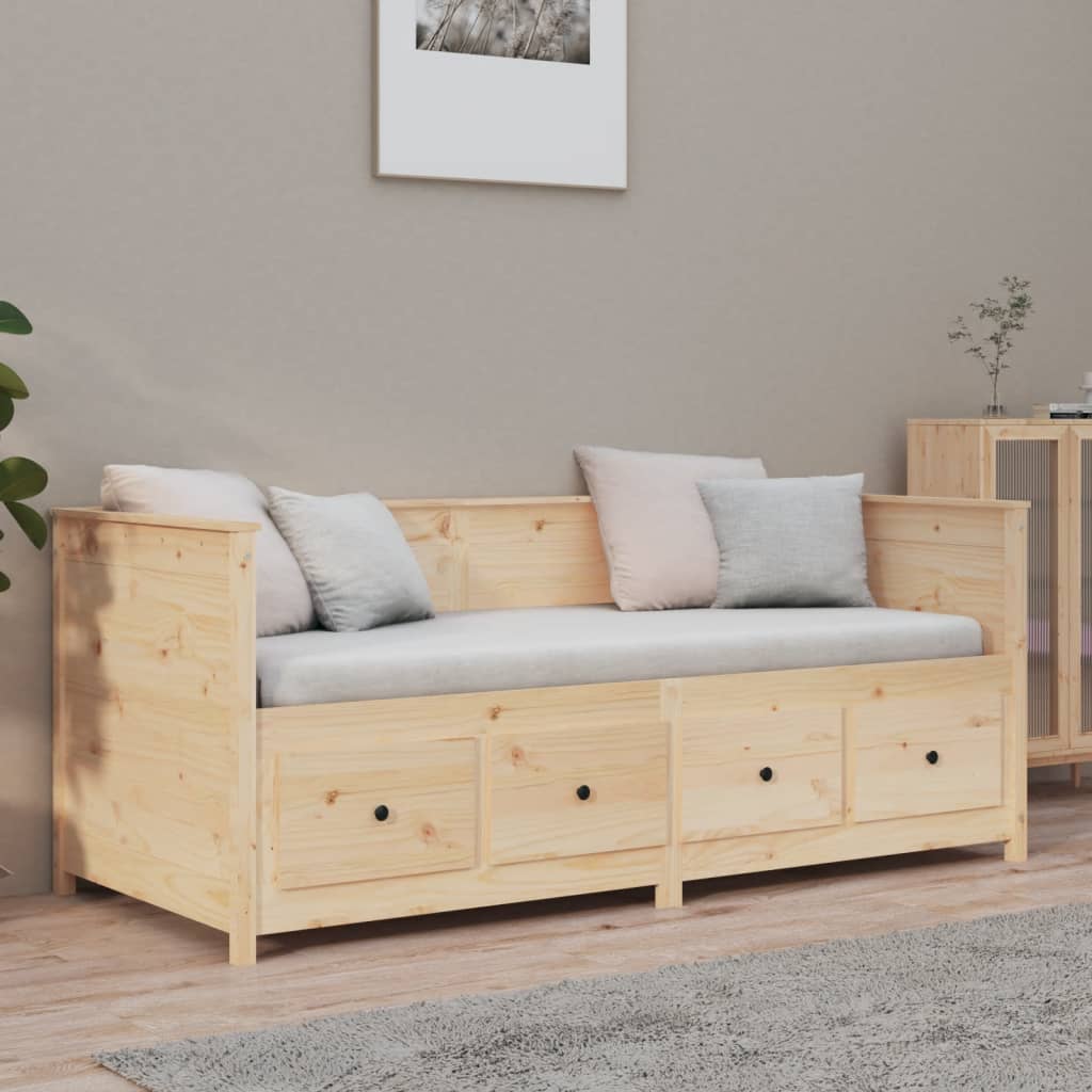 Solid Pine Day Bed Frame 75x190 cm - Small Single Wood Finish
