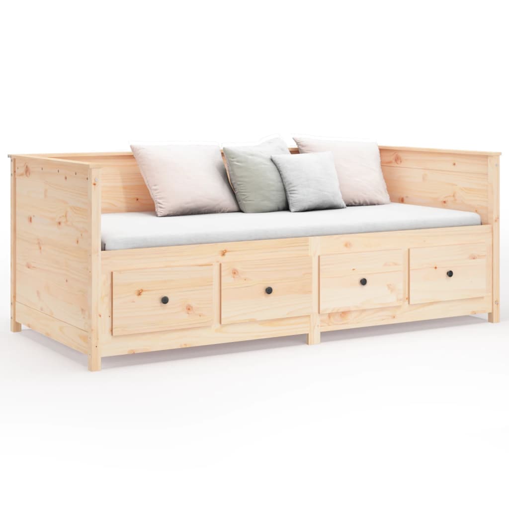 Solid Pine Day Bed Frame 75x190 cm - Small Single Wood Finish