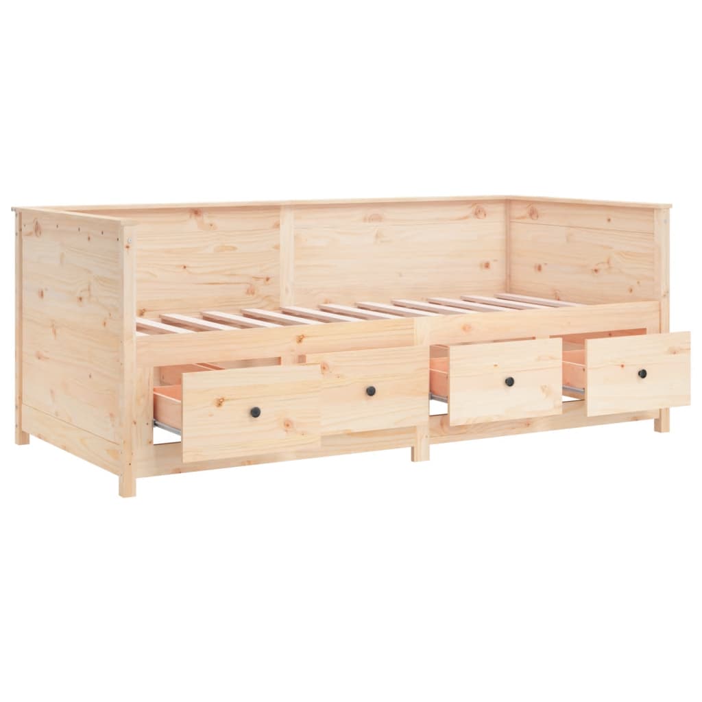 Solid Pine Day Bed Frame 75x190 cm - Small Single Wood Finish