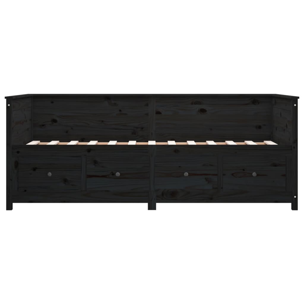 Black Solid Pine Day Bed Frame, 75x190 cm, No Mattress Included