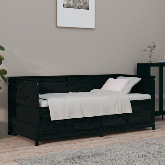 Black Solid Pine Day Bed Frame, 75x190 cm, No Mattress Included