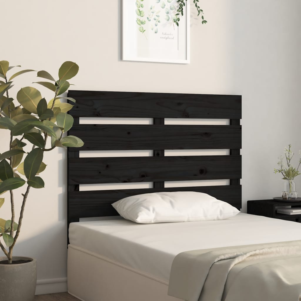 Solid Pine Wood Headboard, Black 100x3x80 cm - Sleek & Stylish