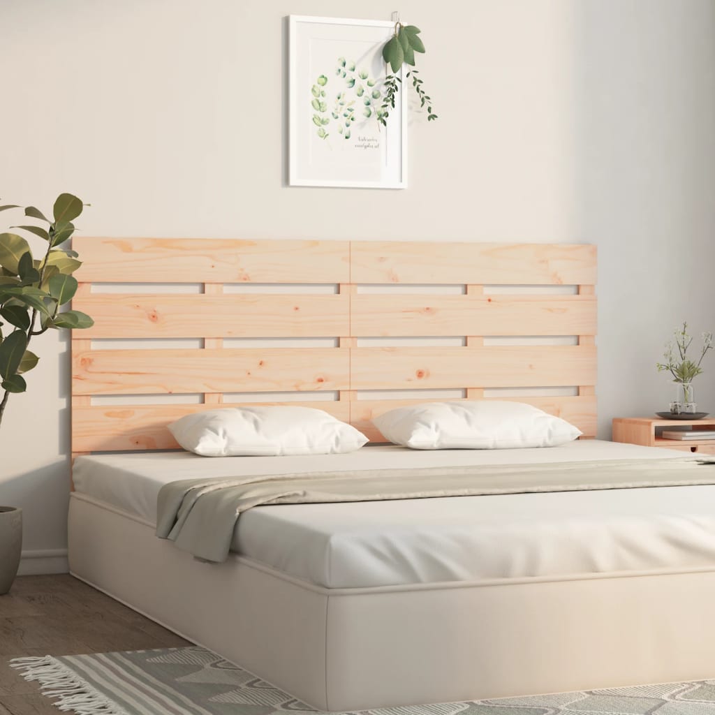 Solid Pine Wood Headboard - 160x3x80 cm - Natural Finish
