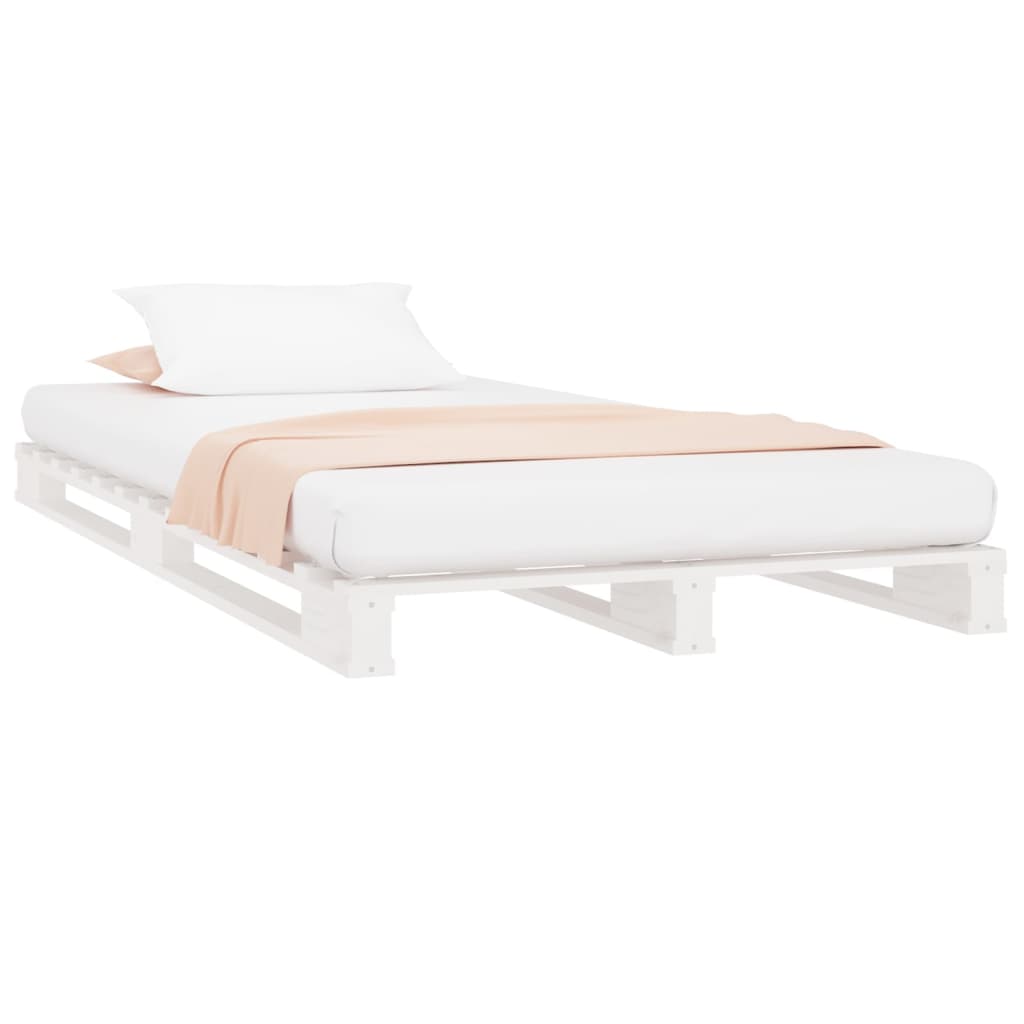 Solid Wood White Pallet Bed Frame 100x200 cm - No Mattress Included