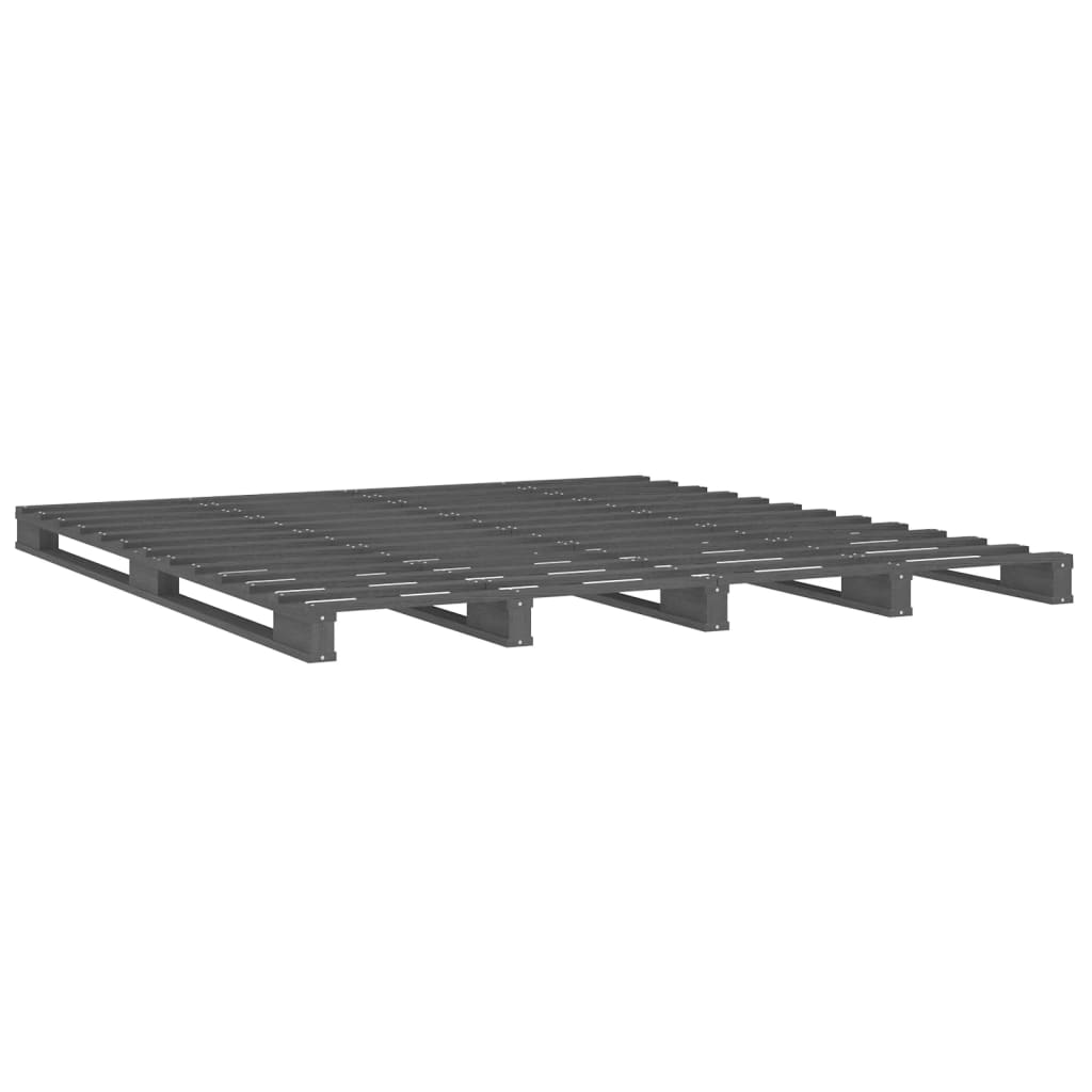 Grey Solid Wood Pallet Bed Frame 120x200 cm - Mattress Not Included