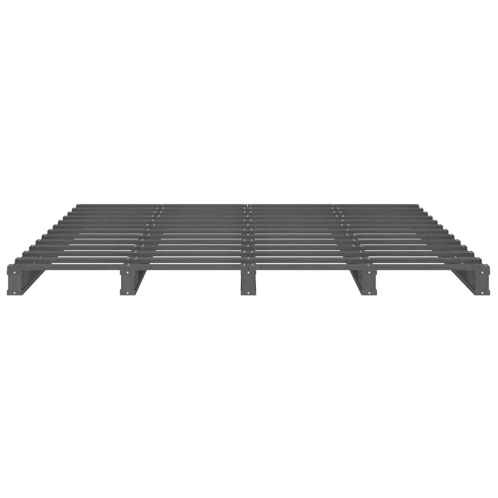 Grey Solid Wood Pallet Bed Frame 120x200 cm - Mattress Not Included