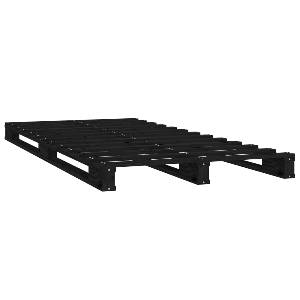 Solid Wood Black Pallet Bed Frame - Small Single, No Mattress