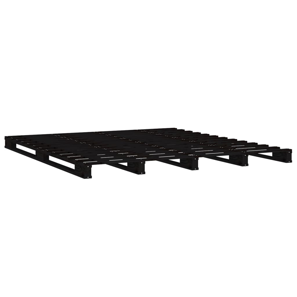 Solid Wood Black Pallet Bed Frame, Small Double (No Mattress)