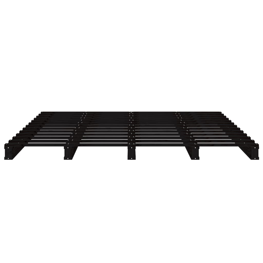 Black Solid Wood Double Pallet Bed Frame - No Mattress Included