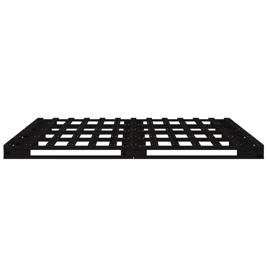 Black Solid Wood Double Pallet Bed Frame - No Mattress Included