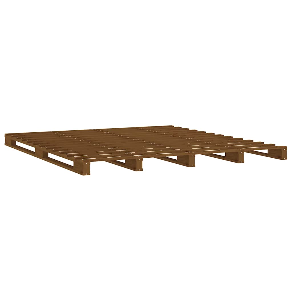 Solid Wood Honey Brown Pallet Bed Frame 140x190 cm, No Mattress