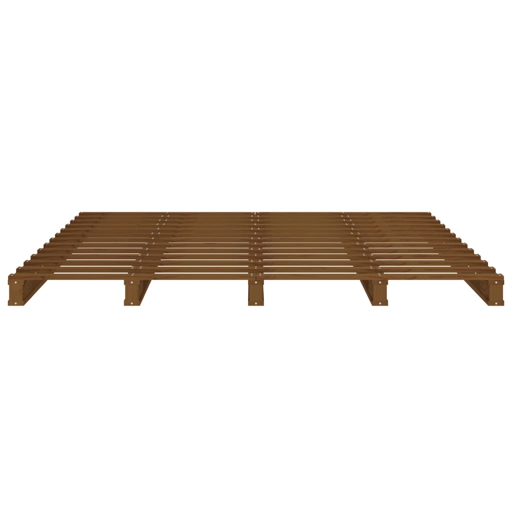 Solid Wood Honey Brown Pallet Bed Frame 140x190 cm, No Mattress