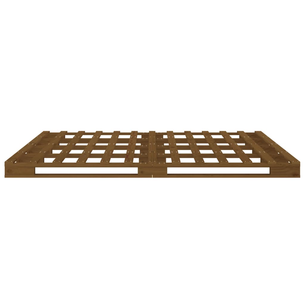 Solid Wood Honey Brown Pallet Bed Frame 140x190 cm, No Mattress