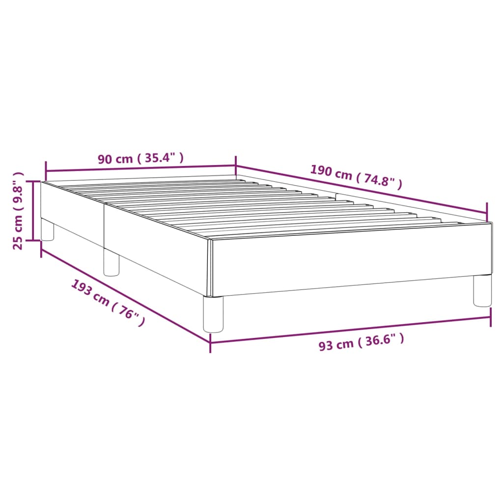 Black 90x190cm Single Bed Frame - Fabric Covered, No Mattress