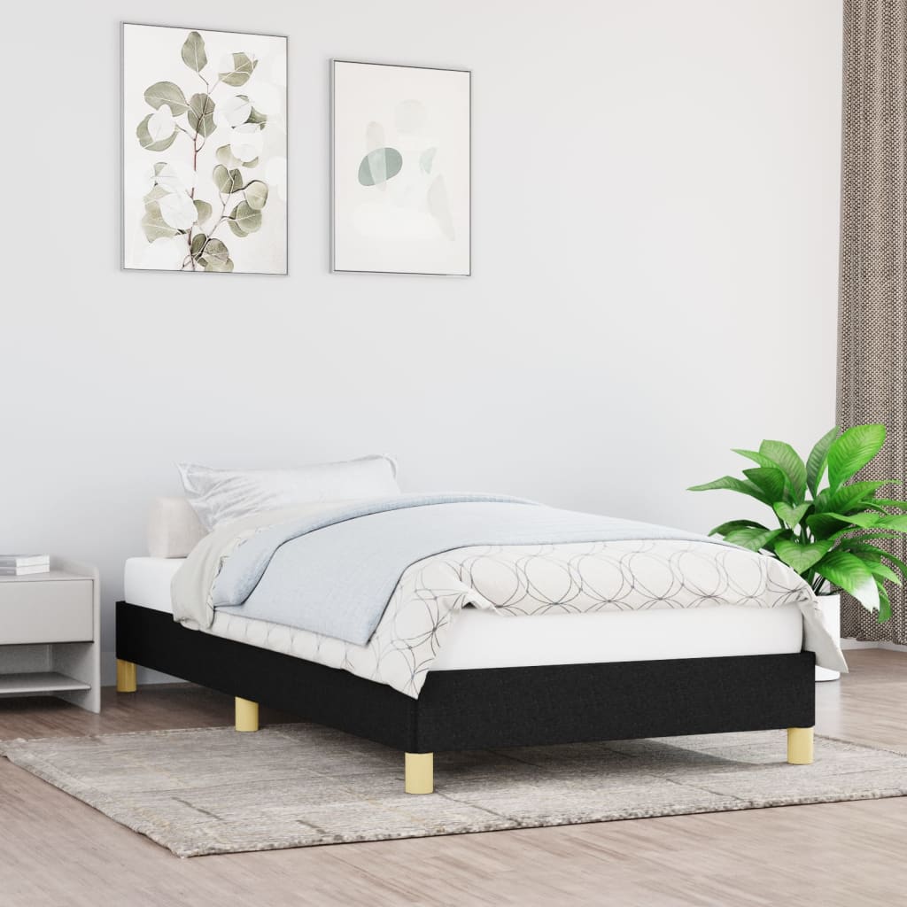Black Fabric Single Bed Frame 90x190 cm - Mattress Not Included