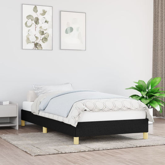 Black Fabric Single Bed Frame 90x190 cm - Mattress Not Included