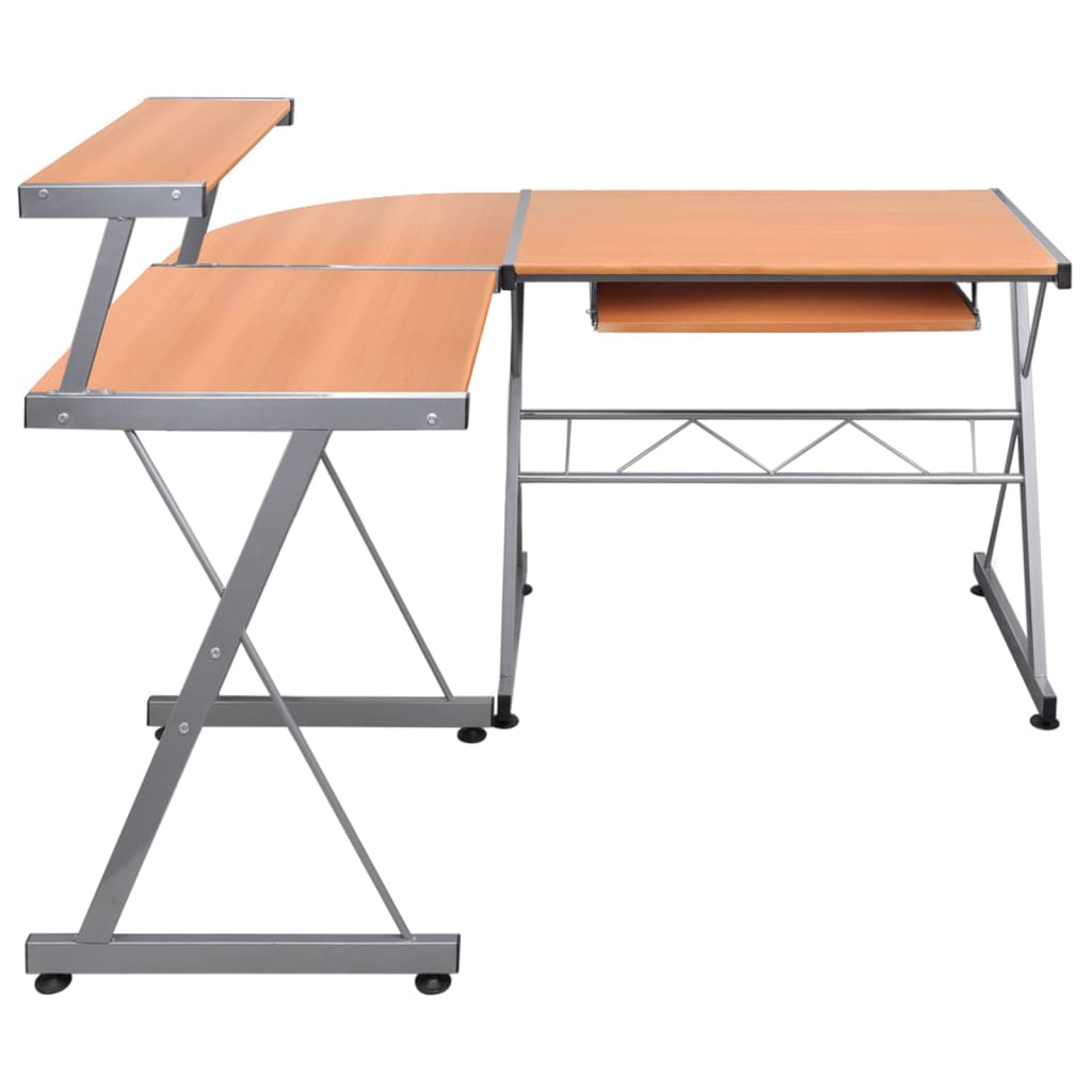Stylish Brown Engineered Wood Corner Computer Desk 132x112x99 cm
