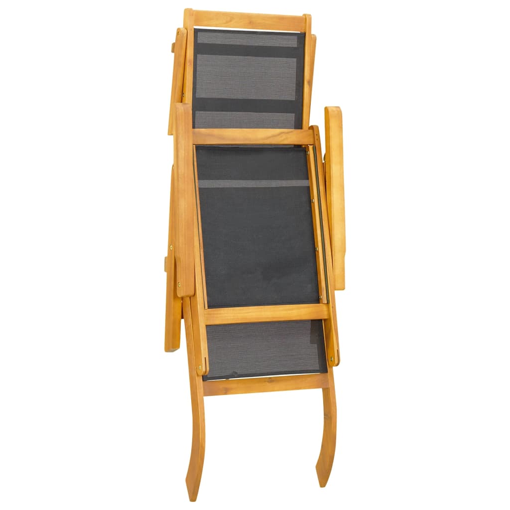 Solid Wood Acacia & Textilene Outdoor Deck Chairs, Set of 2