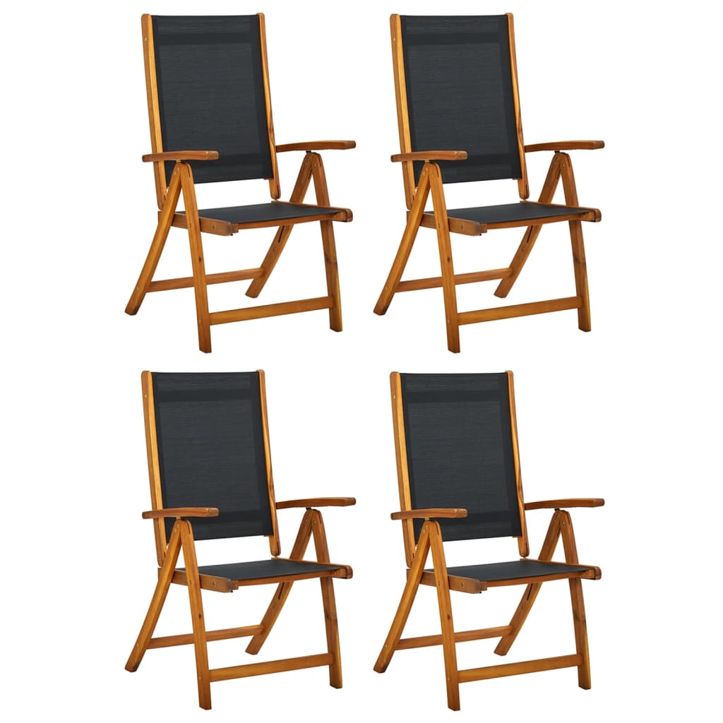 4-Piece Acacia Wood & Textilene Folding Garden Chairs - Durable Charm