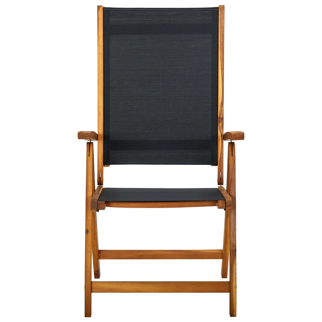6-Piece Folding Garden Chairs, Solid Acacia Wood & Textilene