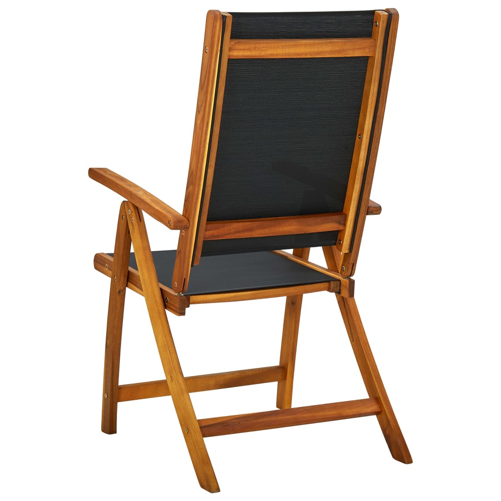 6-Piece Folding Garden Chairs, Solid Acacia Wood & Textilene