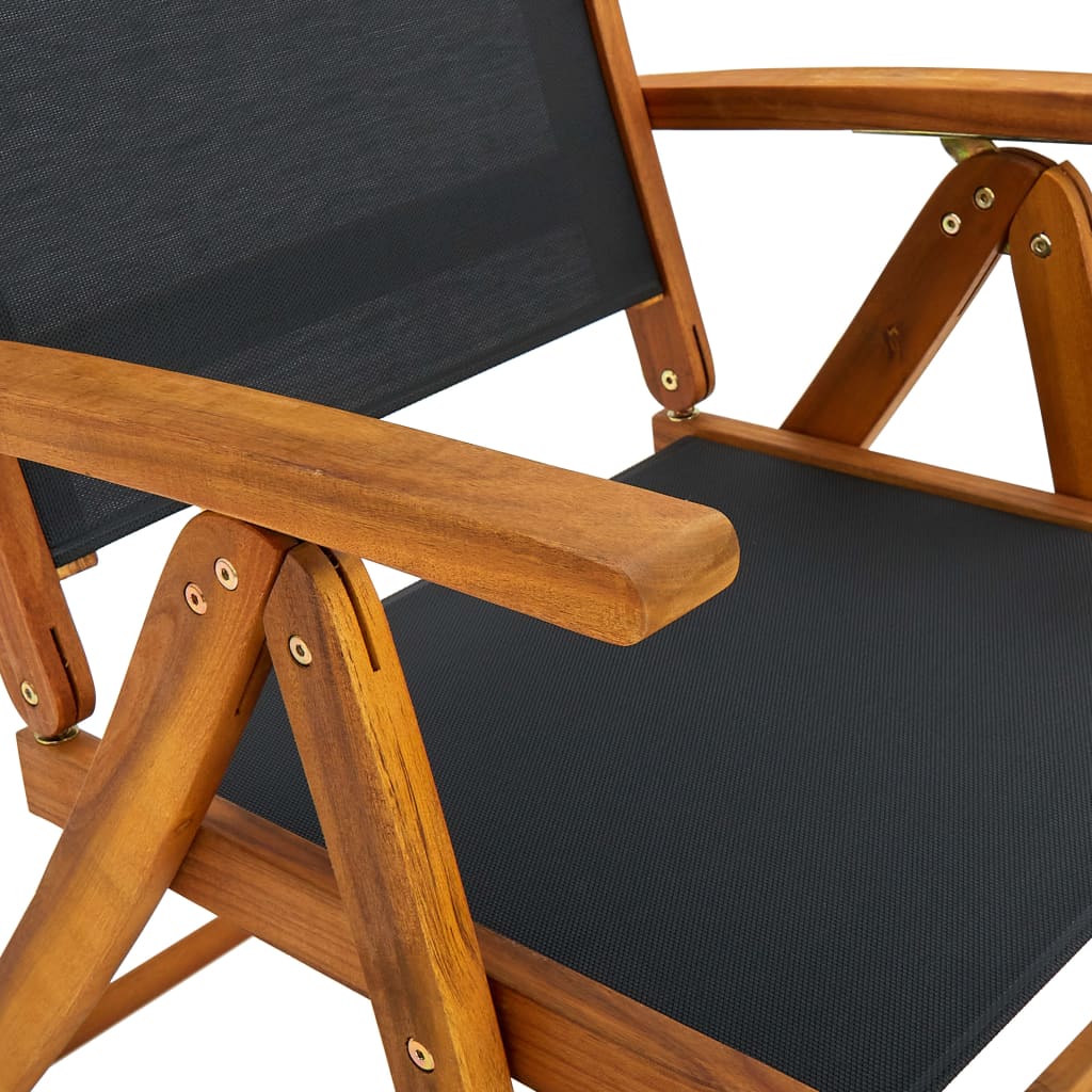 6-Piece Folding Garden Chairs, Solid Acacia Wood & Textilene
