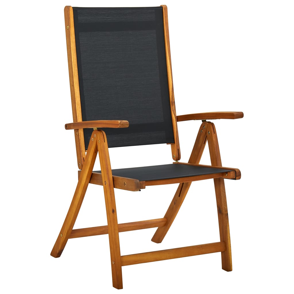 8-Pc Solid Wood Acacia & Textilene Folding Garden Chairs Set