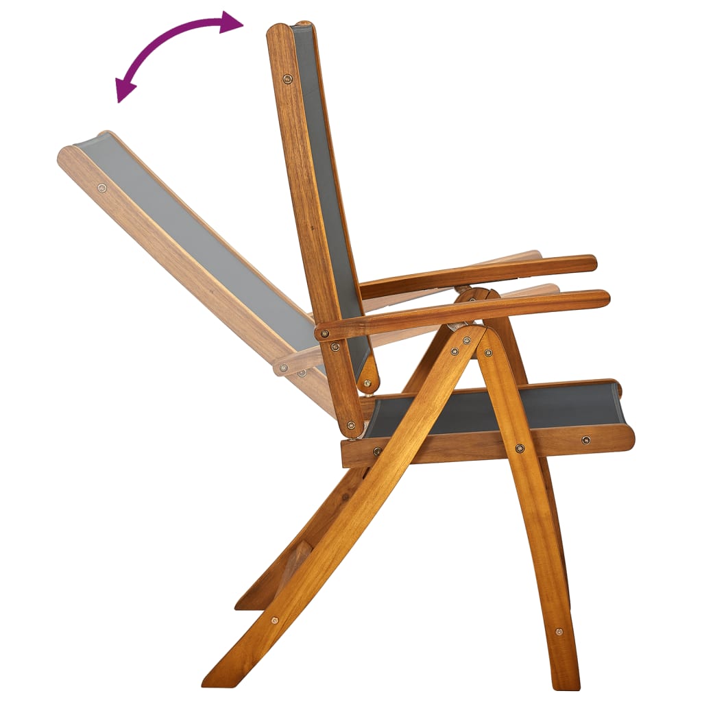 8-Pc Solid Wood Acacia & Textilene Folding Garden Chairs Set