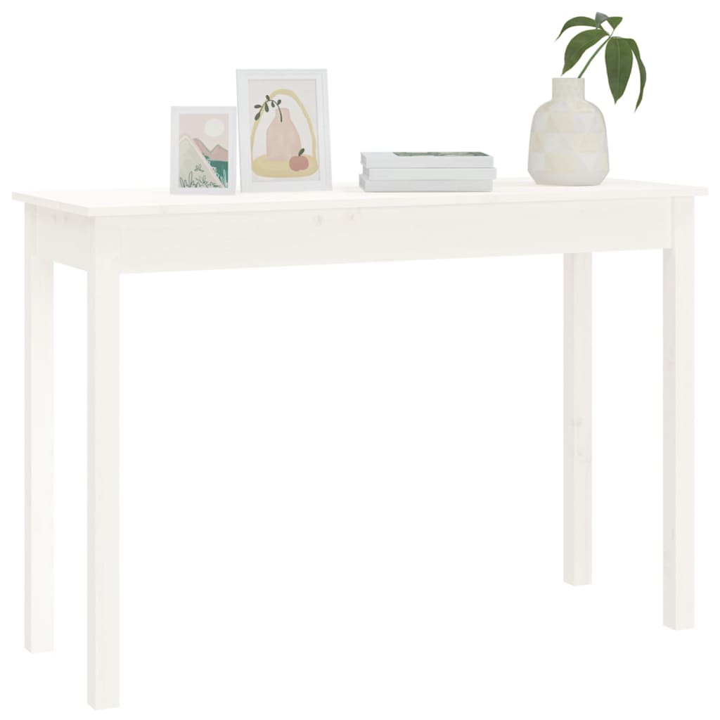 Solid Pine Wood Console Table in White - 110x40x75 cm