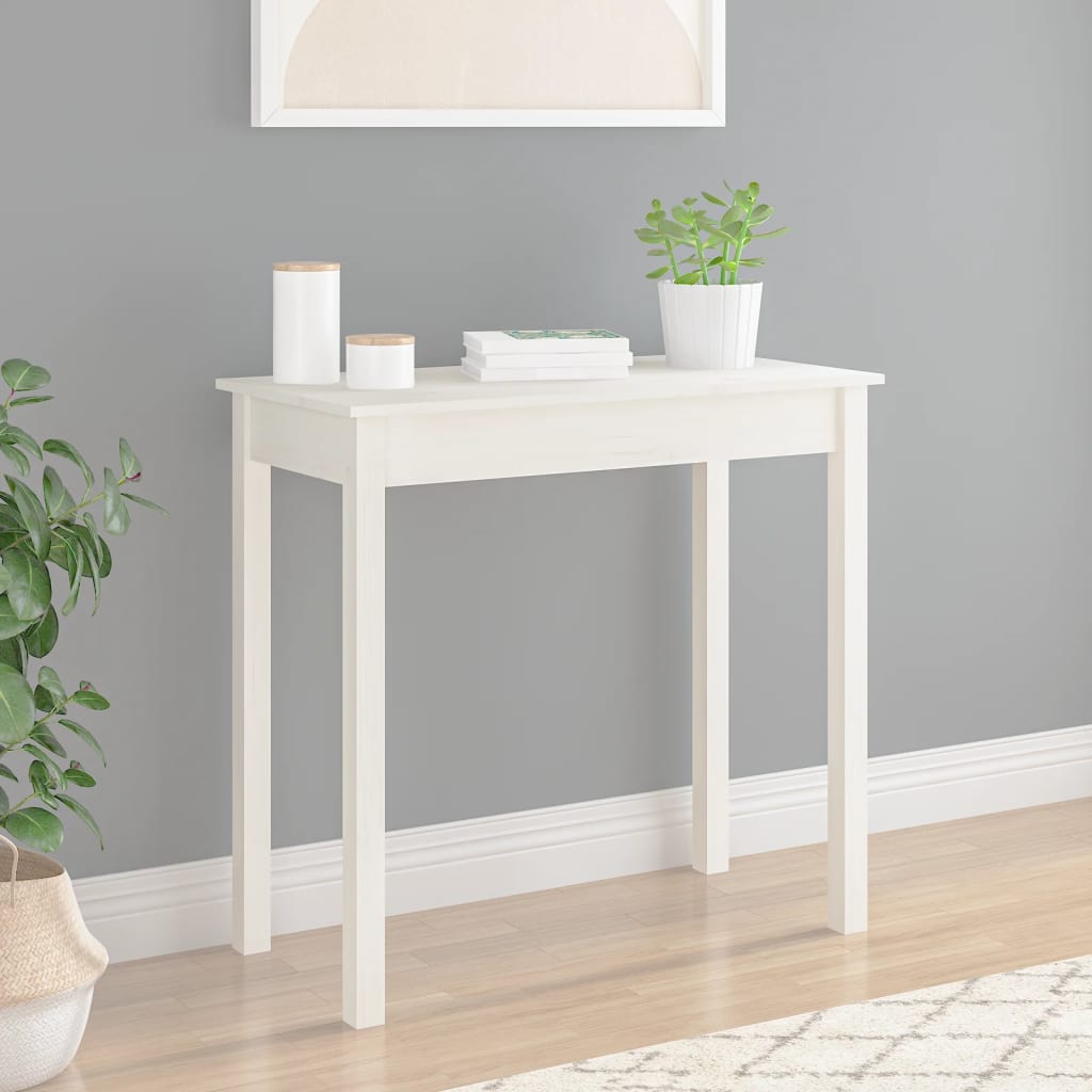 Solid Pine Console Table in White - 80x40x75 cm