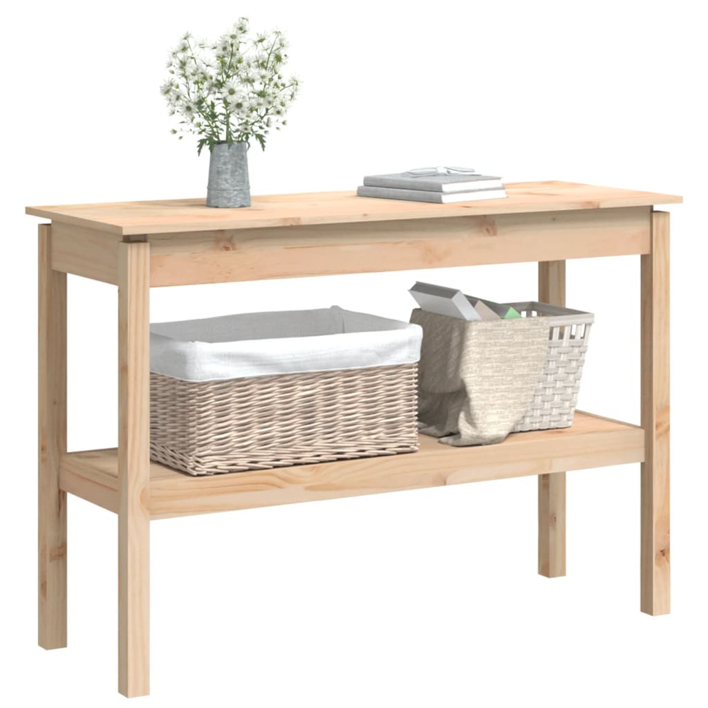 Solid Pine Wood Console Table - 110x40x75 cm, Natural Finish