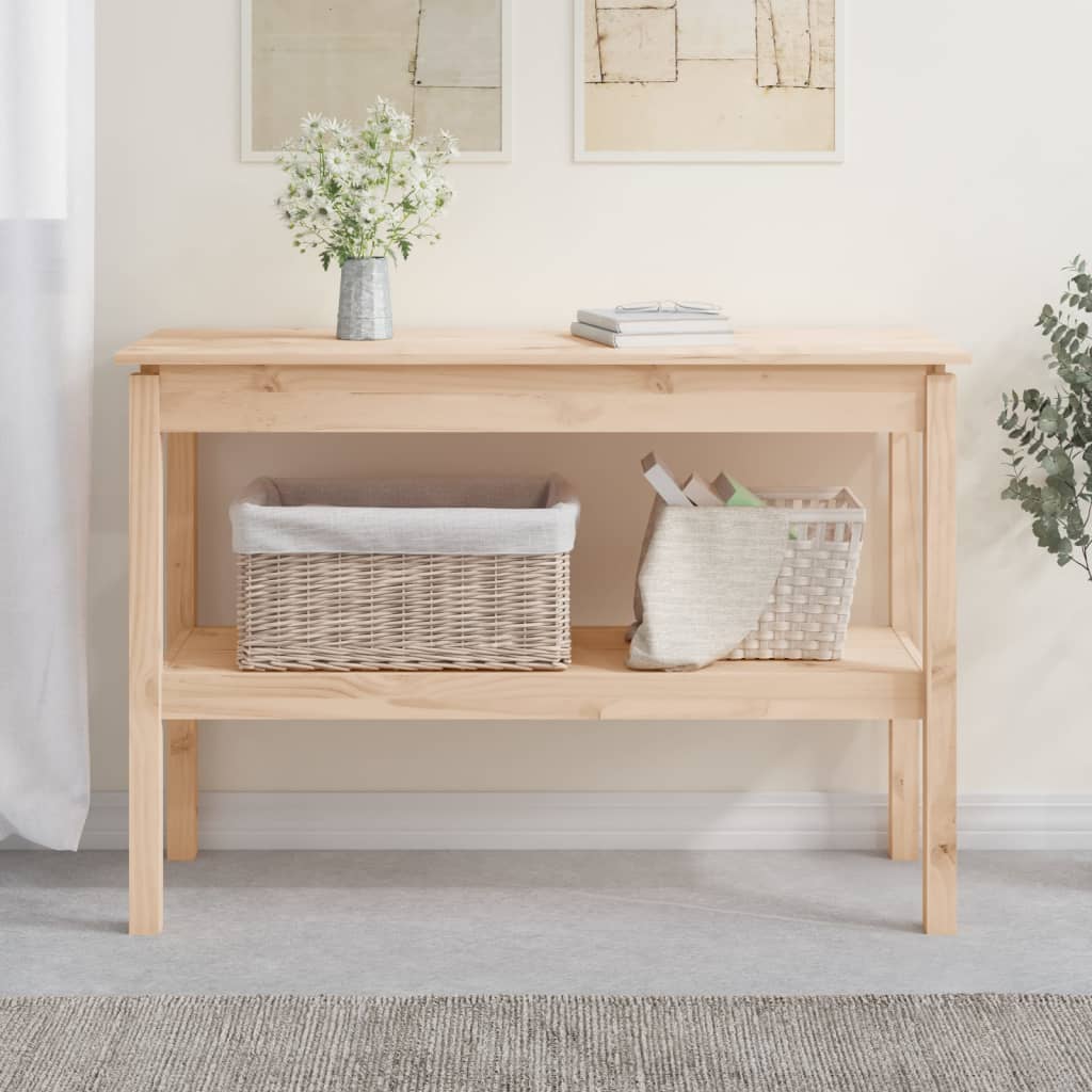 Solid Pine Wood Console Table - 110x40x75 cm, Natural Finish