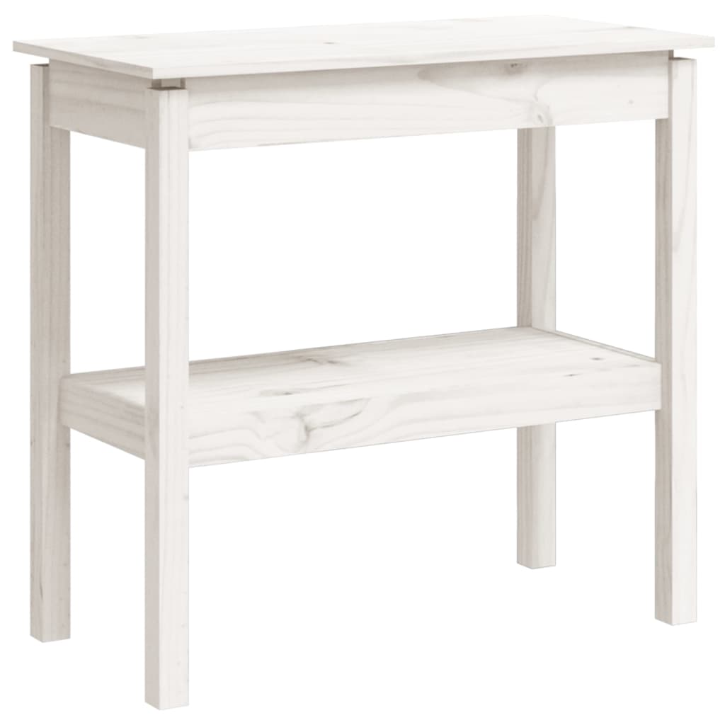 White Solid Pine Wood Console Table - 80x40x75 cm