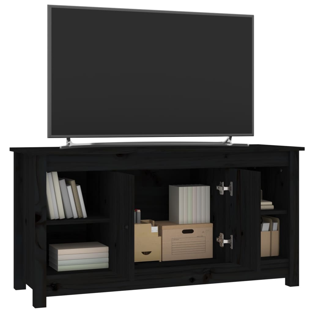 TV Cabinet Black 103x36,5x52 cm Solid Wood Pine