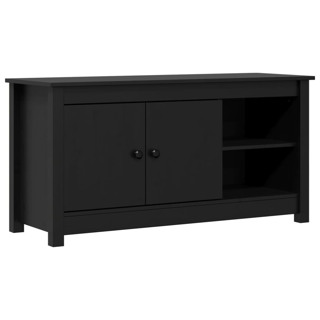 TV Cabinet Black 103x36.5x52 cm Solid Wood Pine