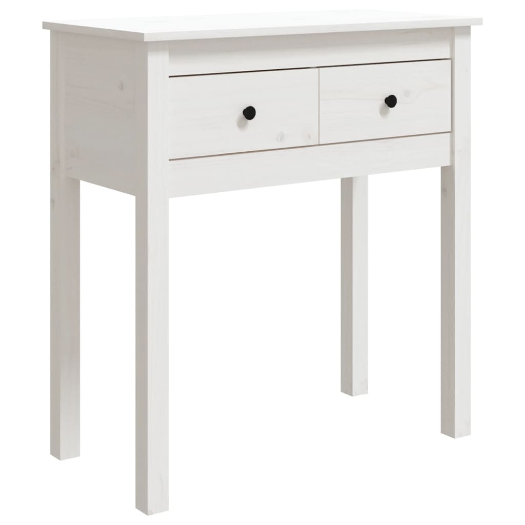 White Solid Pine Wood Console Table - 70x35x75 cm