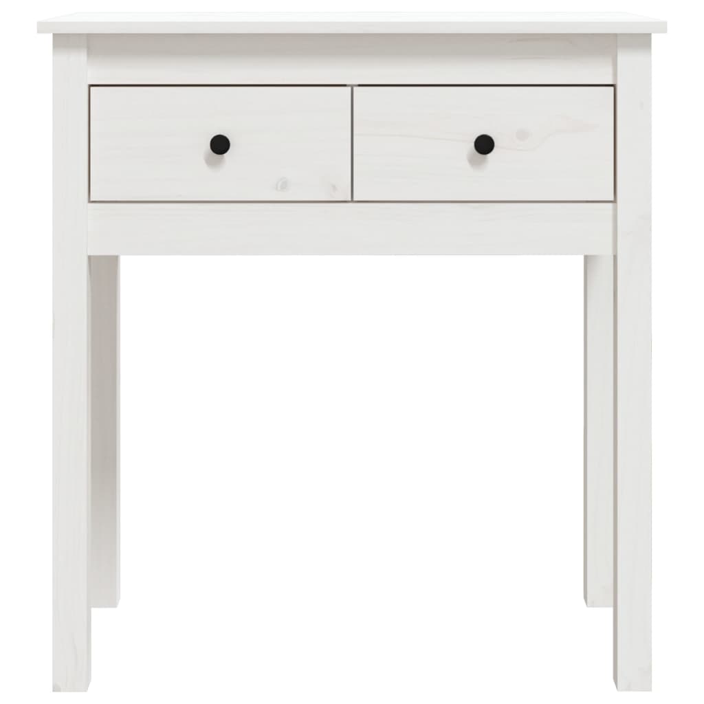 White Solid Pine Wood Console Table - 70x35x75 cm