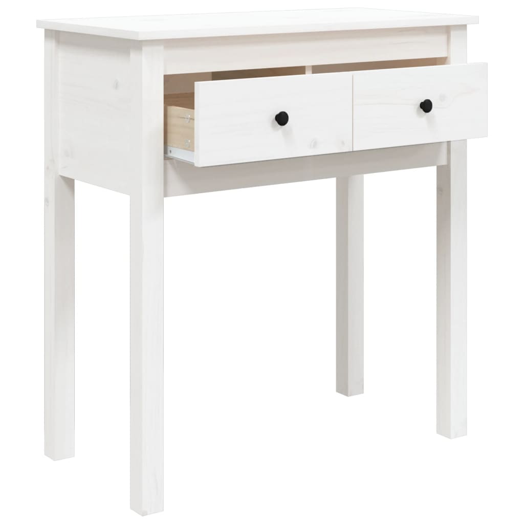 White Solid Pine Wood Console Table - 70x35x75 cm