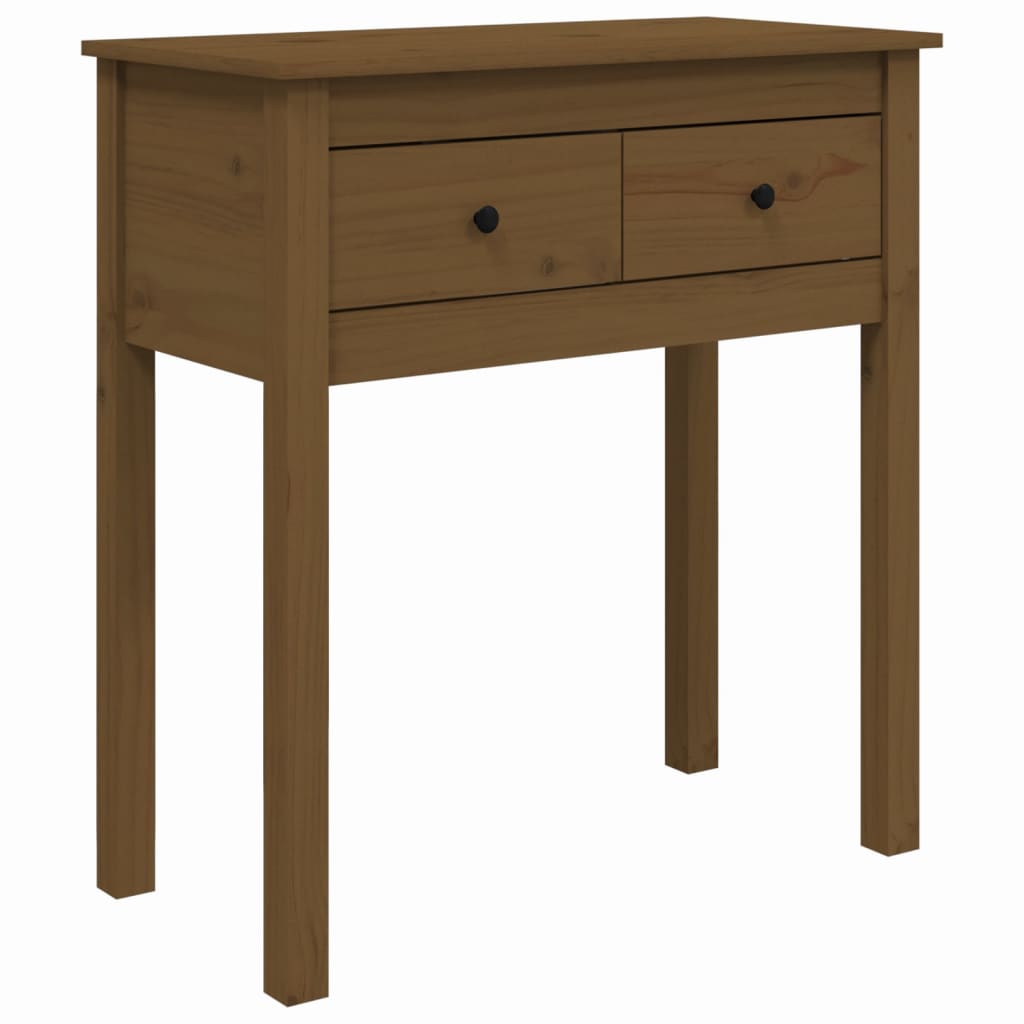 Solid Pine Wood Console Table in Honey Brown - 70x35x75 cm