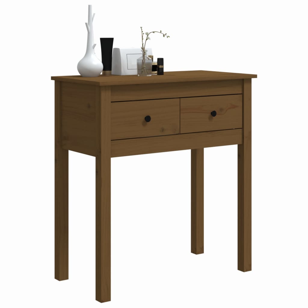 Solid Pine Wood Console Table in Honey Brown - 70x35x75 cm