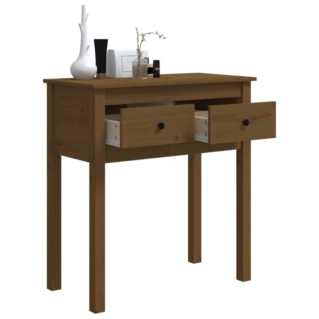 Solid Pine Wood Console Table in Honey Brown - 70x35x75 cm